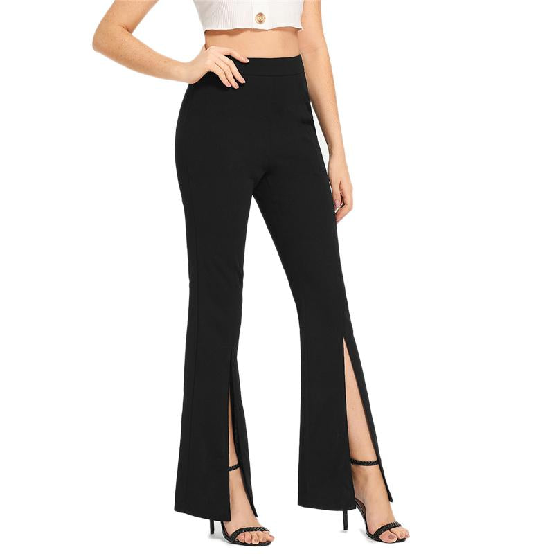 Black Split Work-wear Casual Leggings