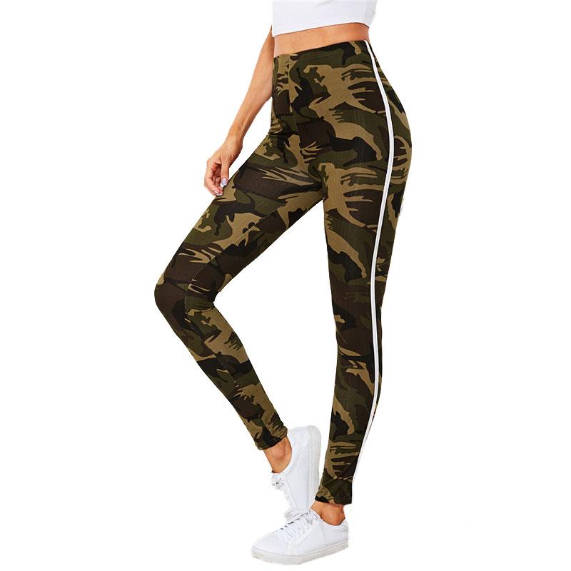 Camo Print Striped Leggings