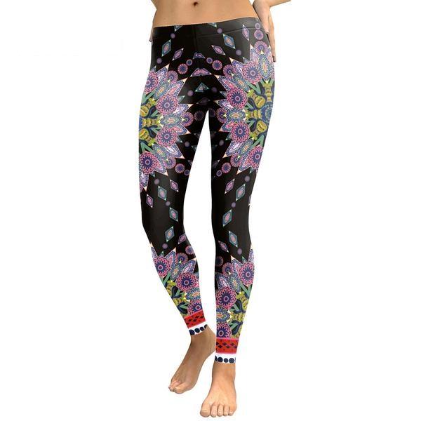 European Mandala Flower Print Leggins