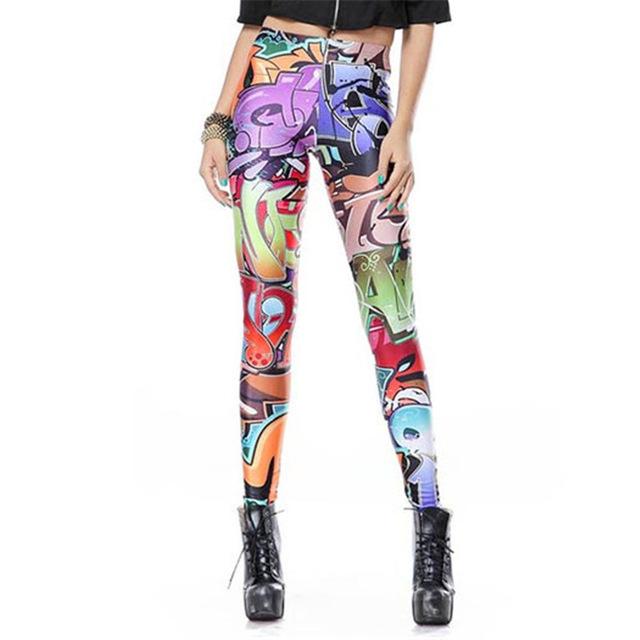 Digital Spray Graffiti Print Leggings