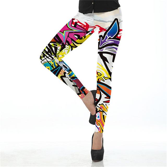 Digital Spray Graffiti Print Leggings