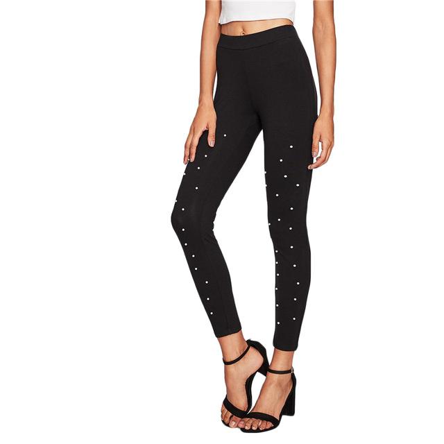 Pearl Beading High Waisted Leggings