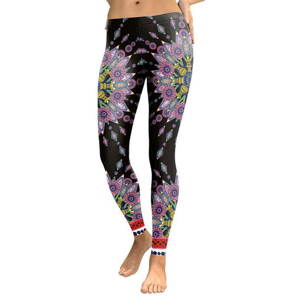 European Mandala Flower Print Leggins