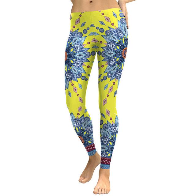 European Mandala Flower Print Leggins