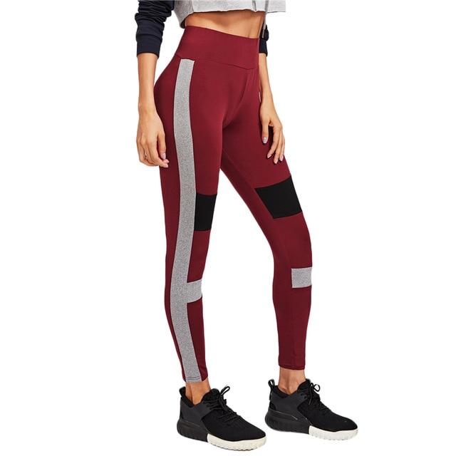 Triple Color Block Cut And Sew Fitness Leggings