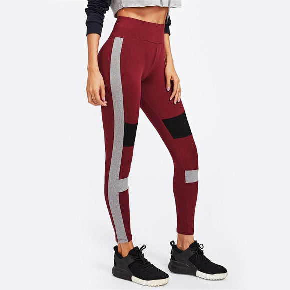 Triple Color Block Cut And Sew Fitness Leggings