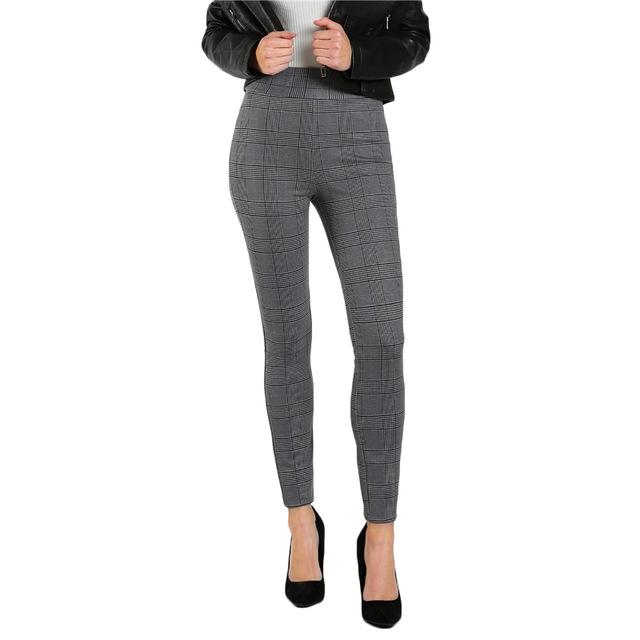 Elasticised Waist Plaid Dark Grey Leggings