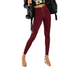 Burgundy High Waist Zip Front Casual Leggings