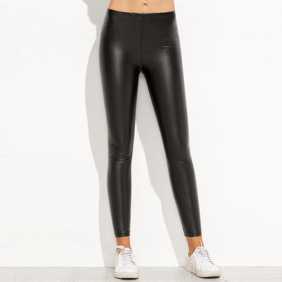High Elastic Waist Gloss Black Leggings