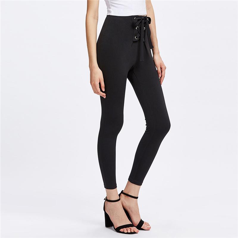 High Waist Lace Up Stretch Leggings