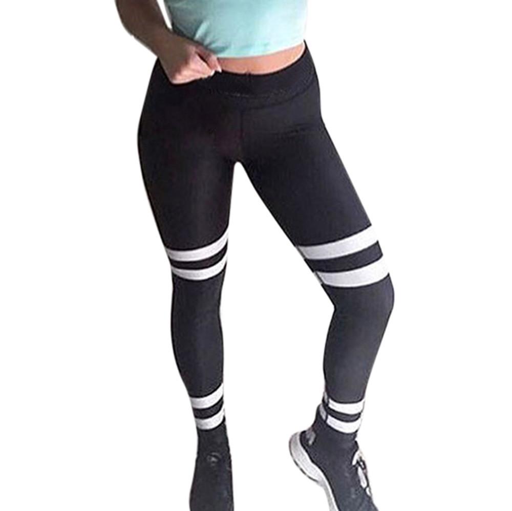 High Waist Striped Fitness Leggings