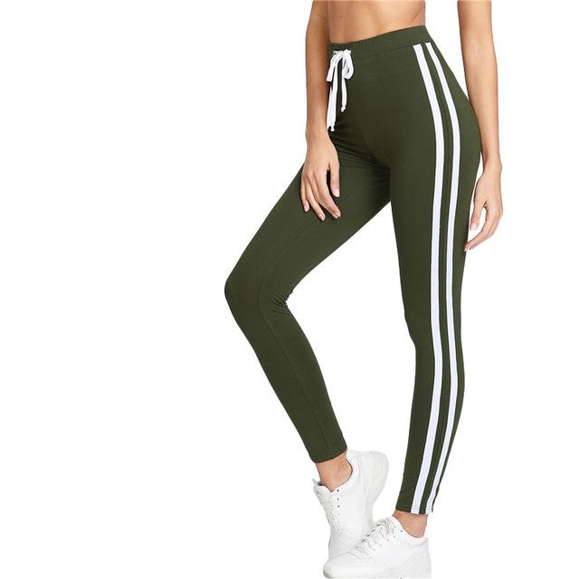 High Waist Army Green Drawstring Leggings