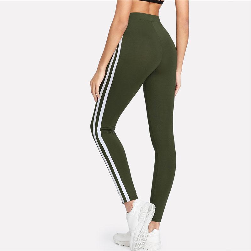 High Waist Army Green Drawstring Leggings