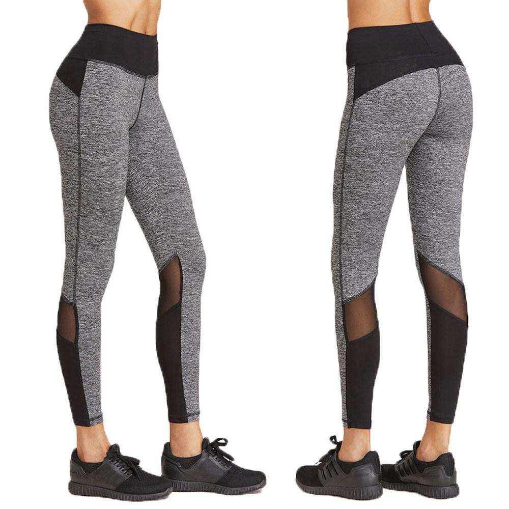 Grey Breathable Mesh Fitness Leggings