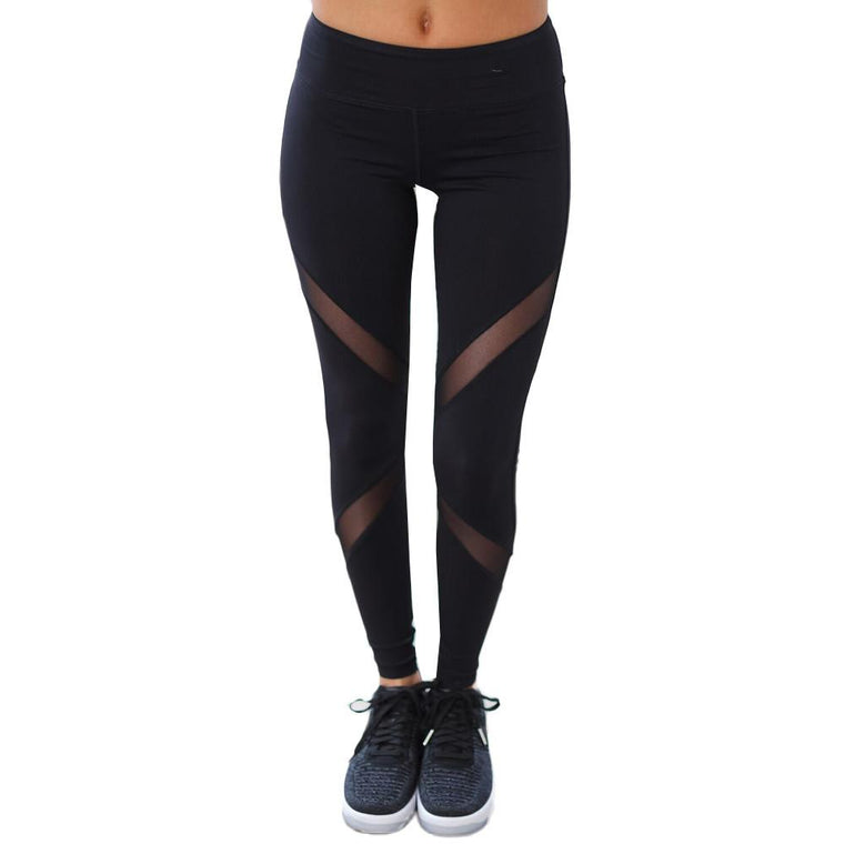 High Waist Patchwork Mesh Leggings