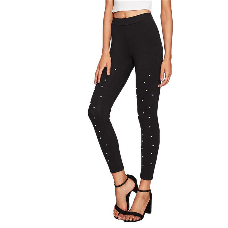 Pearl Beading High Waisted Leggings