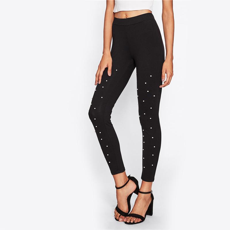 Pearl Beading High Waisted Leggings