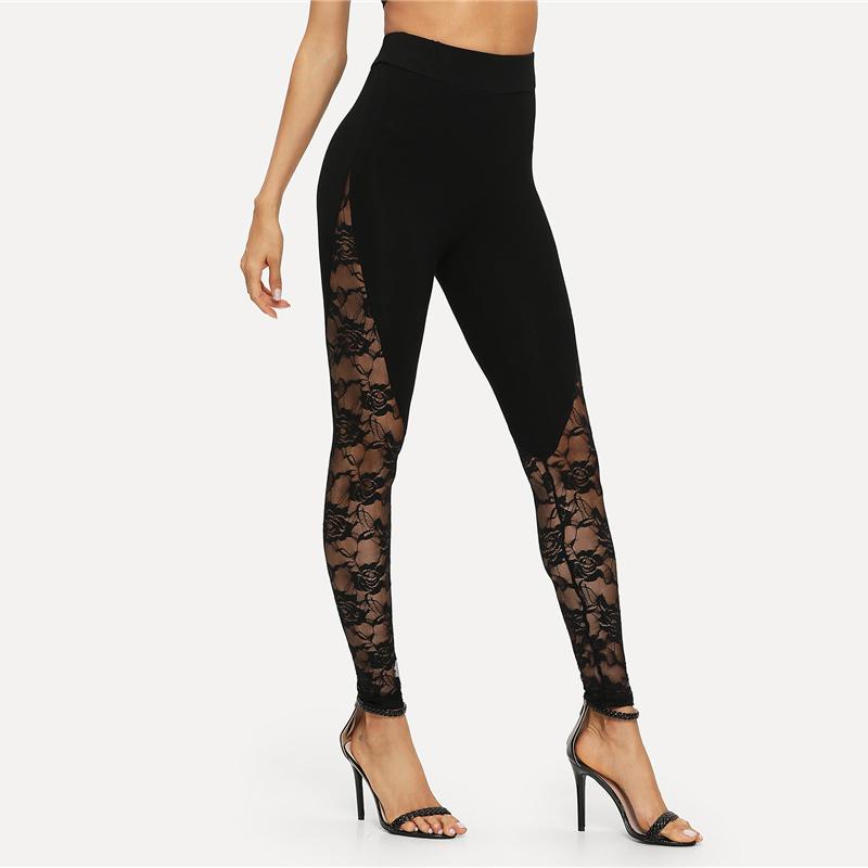 Floral Lace Insert Summer Leggings