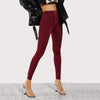 Burgundy High Waist Zip Front Casual Leggings