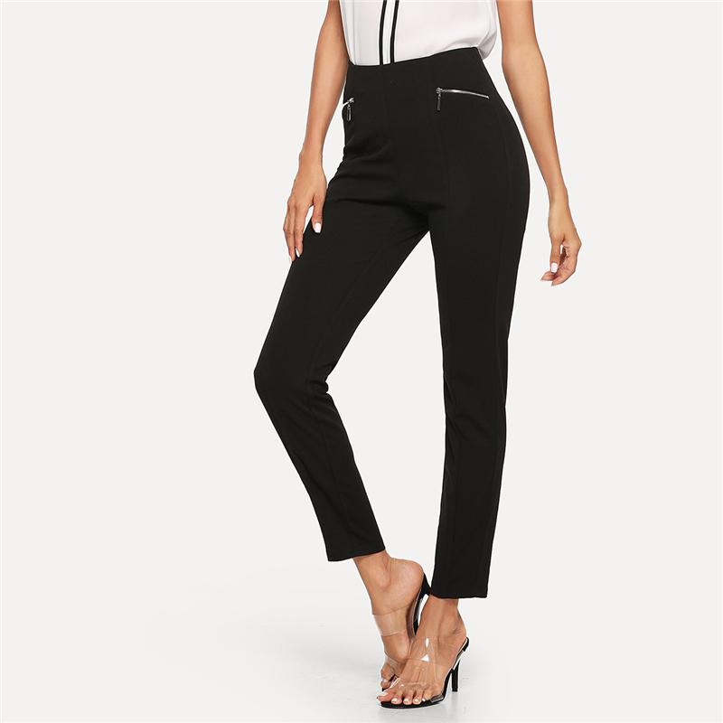 Black Zip Autumn Casual Leggings