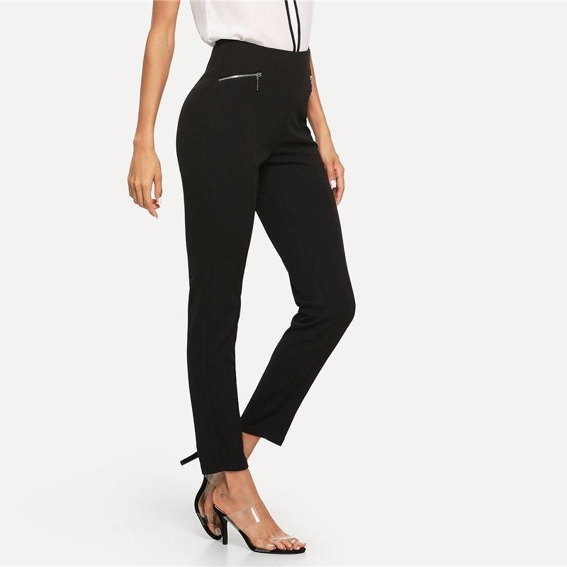 Black Zip Autumn Casual Leggings