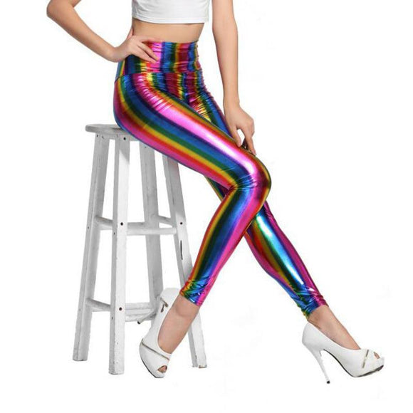 Striped Slim Fit Rainbow Leggings