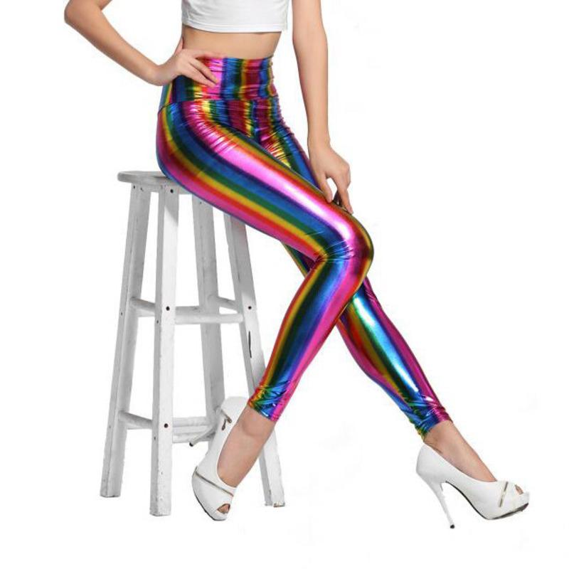Striped Slim Fit Rainbow Leggings