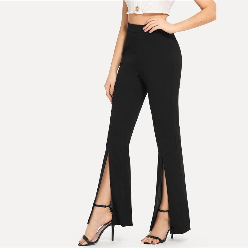 Black Split Work-wear Casual Leggings