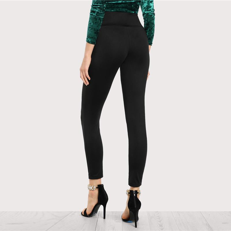 Elegant Plain Black Work-wear leggings - Amber Orton