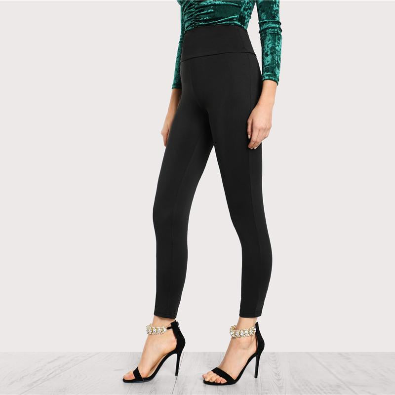 Elegant Plain Black Work-wear leggings - Amber Orton